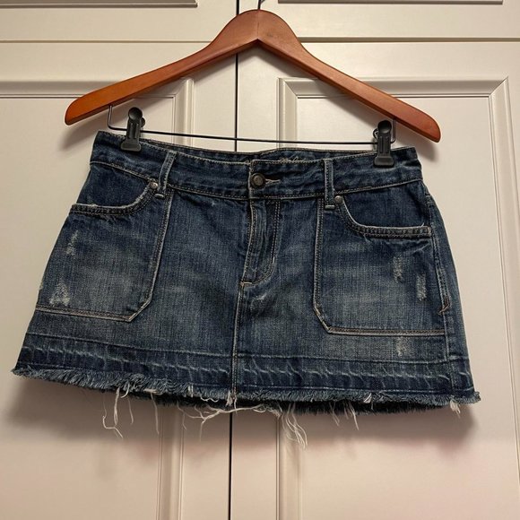VINTAGE 2000s ABERCROMBIE & FITCH DENIM CARGO MINI SKIRT - Picture 4 of 10